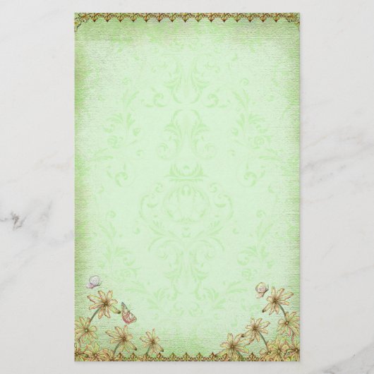  groene Floral Wedding Briefpapier (Voorkant)