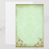  groene Floral Wedding Briefpapier (Voorkant / Achterkant)