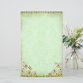  groene Floral Wedding Briefpapier (Staand voorkant)