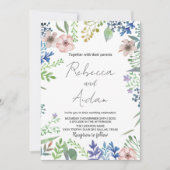 Groene Floral Wedding Invitations Kaart (Voorkant)