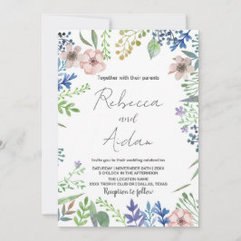 Groene Floral Wedding Invitations Kaart
