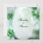 Groene Floral Wedding Invitations Kaart (Achterkant)