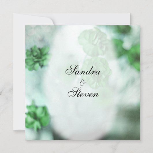 Groene Floral Wedding Invitations Kaart (Achterkant)