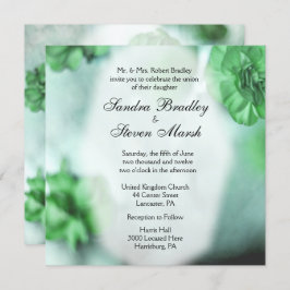 Groene Floral Wedding Invitations Kaart