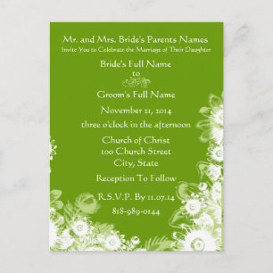 Groene Floral Wedding Invitations Uitnodiging Briefkaart