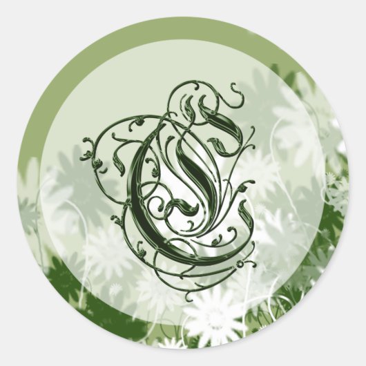 Groene Floral Wedding Monogram C Zegel (Voorkant)