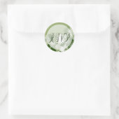 Groene Floral Wedding RSVP-zegel Ronde Sticker (Tas)