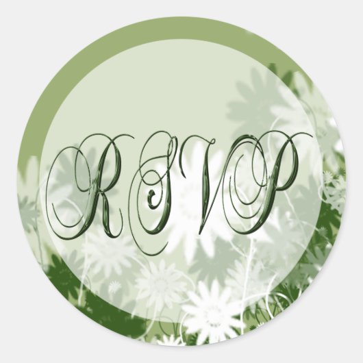 Groene Floral Wedding RSVP-zegel Ronde Sticker (Voorkant)