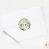 Groene Floral Wedding RSVP-zegel Ronde Sticker (Envelop)