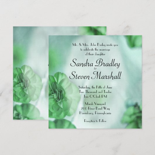 Groene Floral Wedding-uitnodigingen passen niet se Kaart (Voorkant / Achterkant)