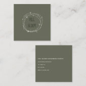 Groene Floral Wreath Florist Vierkante Visitekaartje (Voorkant / Achterkant)