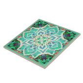 Groene florale mandala Middellandse-Zeeretro Tegeltje (Zijkant)