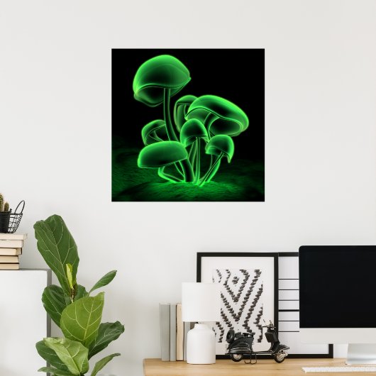Groene fluorescentie (Square) Poster (Thuiskantoor)