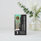 Groene fluorescerende verf op zwarte wandhandyman visitekaartje (Staand voorkant)