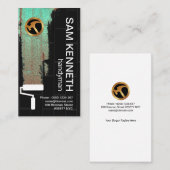 Groene fluorescerende verf op zwarte wandhandyman visitekaartje (Voorkant / Achterkant)