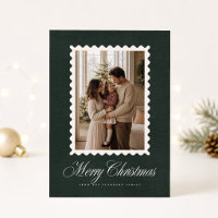 Groene Fluwelen Golfkader Kerst Fotokaart