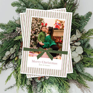 Groene Fluwelen Strik Foto Kerstkaart