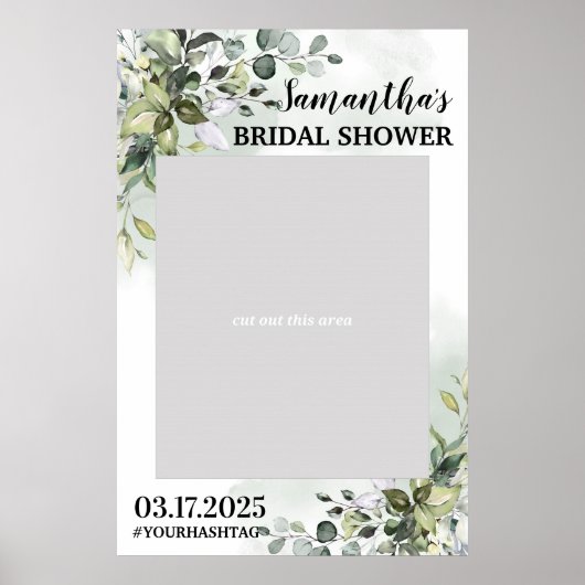 Groene Foliage Boho Bruiloft Feest Fotorekwisiet Poster (Voorkant)