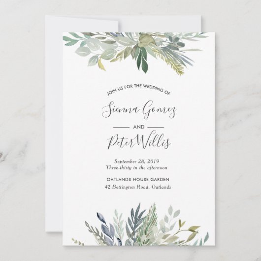 Groene Foliage Bruiloft uitnodiging (Voorkant)
