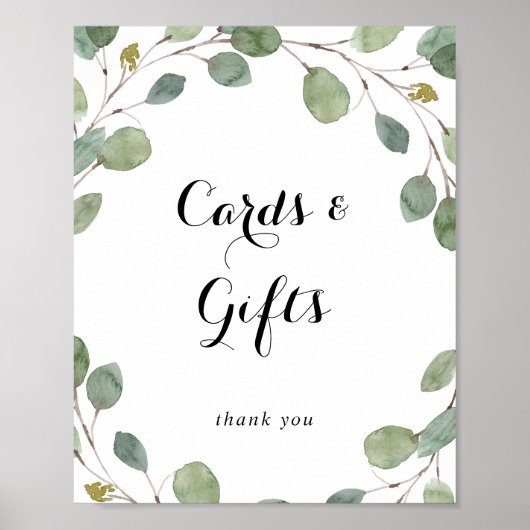 Groene Foliage Calligraphy Kaarten en Cadeaus Bord Poster (Voorkant)