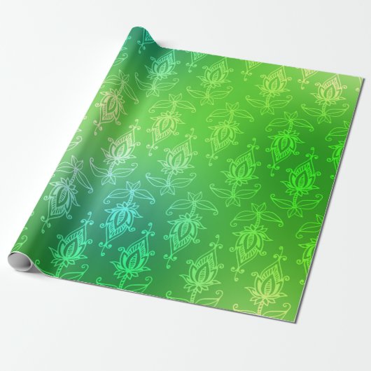 Groene Folie Arabische Bollywood Cadeaupapier (Uitgerold)