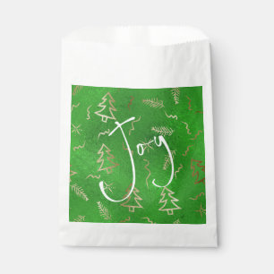 Groene folie gouden Doodles Holiday Joy cadeautasz Bedankzakje