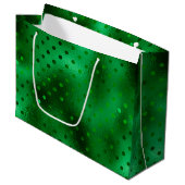 Groene Folie Polka Dot Groot Cadeauzakje (Voorkant Gekanteld)