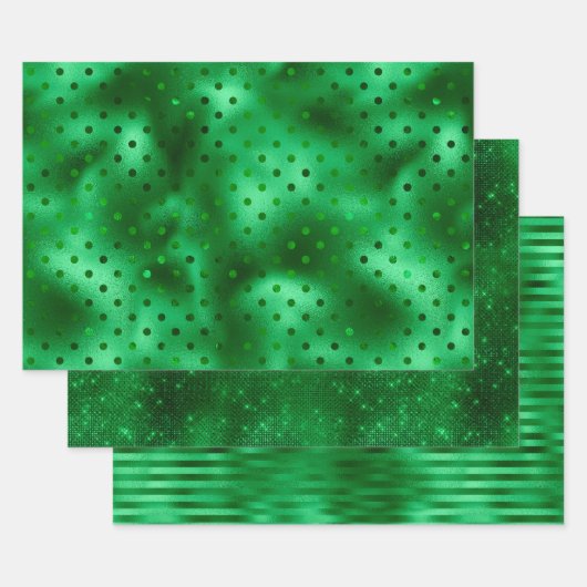 Groene Folie Polka Dot Inpakpapier Vel (Set)