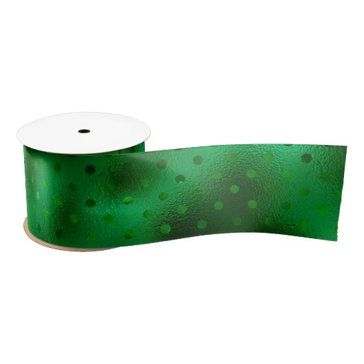 Groene Folie Polka Dot Satijnen Lint (Spoel)