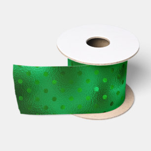 Groene Folie Stippenprint Satijnen Lint
