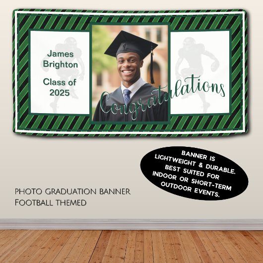 Groene Football thema foto Afstuderen Spandoek