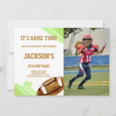Groene Football Uitnodigingen met foto (Voorkant)