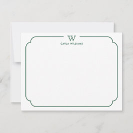 Groene Formele Chic Familie Monogram  Lijst Notitiekaartje