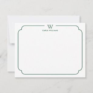 Groene Formele Chic Familie Monogram Lijst Notitiekaartje