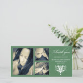 GROENE FORMELE COLLAGE | BRUILOFT BEDANKT KAART (Staand voorkant)