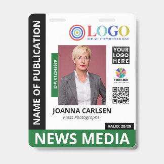 Groene foto & 3 logo QR-code pers-ID Badge