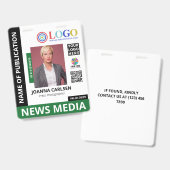 Groene foto & 3 logo QR-code pers-ID Badge (Voor- en achterkant)