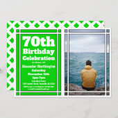 Groene foto 70e verjaardagsfeest uitnodiging (Voorkant / Achterkant)
