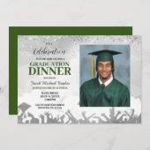 Groene foto afstudeer diner uitnodiging (Voorkant / Achterkant)
