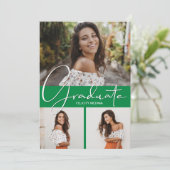 Groene Foto Afstuderen Aankondiging (Staand voorkant)