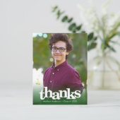 Groene foto afstuderen vette typografie dank u briefkaart (Staand voorkant)
