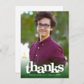 Groene foto afstuderen vette typografie modern bedankkaart (Voorkant / Achterkant)