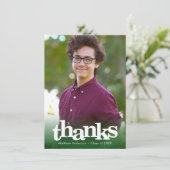 Groene foto afstuderen vette typografie modern bedankkaart (Staand voorkant)
