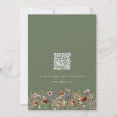 Groene Foto Bloem QR Code Bewaar de Datum Save The Date (Achterkant)