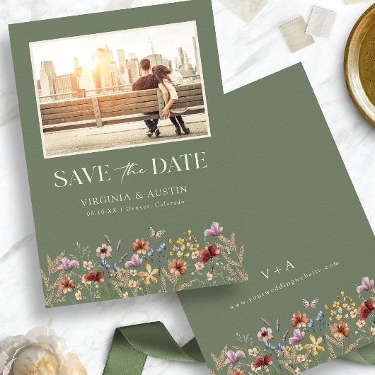 Groene Foto Boho Save The Date