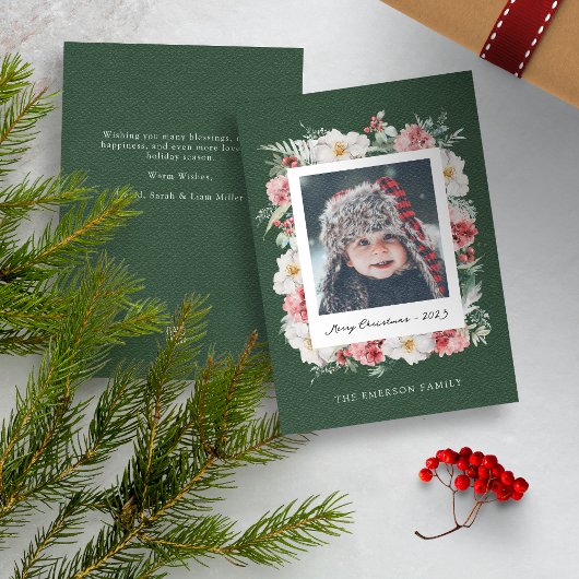 Groene Foto Botanische Kerstkaart