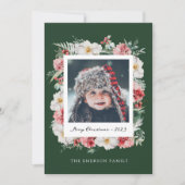 Groene Foto Botanische Kerstmis Kaart (Voorkant)