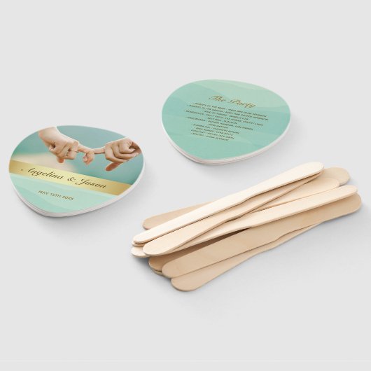 Groene foto bruiloft partij programma handwaaier (Niet-gemonteerd)