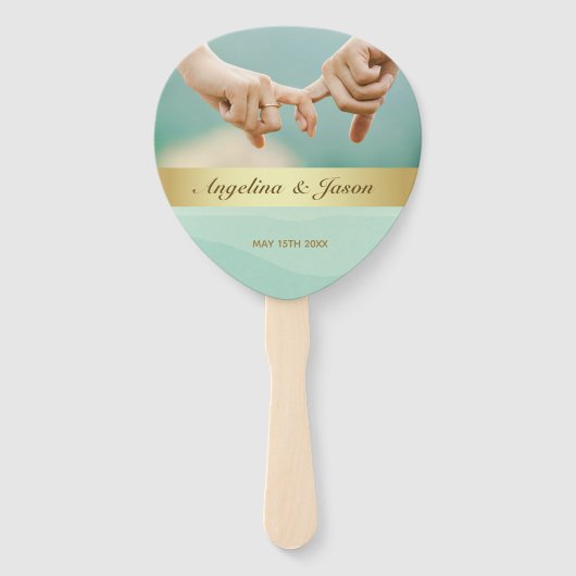 Groene foto bruiloft partij programma handwaaier (Voorkant)