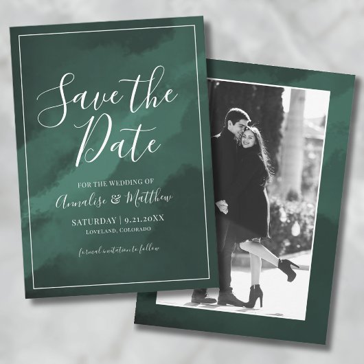 Groene Foto Bruiloft Save the Date Kaart